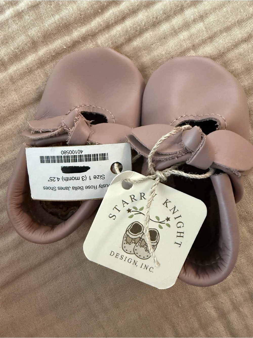 Baby Soft Leather Moccasins - Dusty Rose